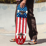 Custom American Flag Patriotic Personalised Skateboard<br><div class="desc">Show your American pride or give a special gift with this USA American Flag skateboard in a distressed worn grunge design. This united states of america flag skateboard design with stars and stripes in red white and blue is perfect for fourth of July parties, Memorial day party , family reunions,...</div>