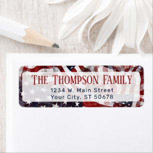 Custom American Flag Red White Blue Stripes Stars Return Address Label