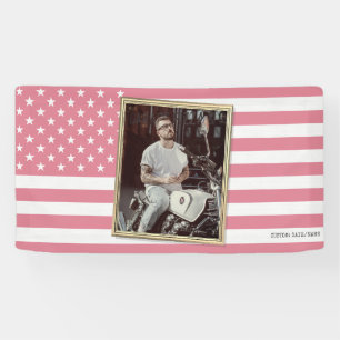 Custom American Flag with Your Photo, Dorm Decor Banner