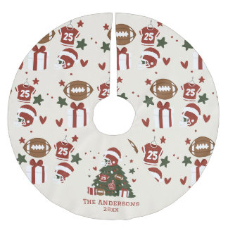 Custom American Football Christmas Brushed Polyester Tree Skirt
