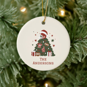 Custom American Football Christmas Ceramic Ornament