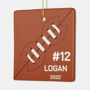 Custom American Football Player with Name & Number Ceramic Ornament