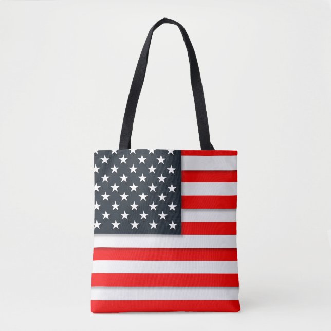 Custom American USA Flag Tote Bag (Front)