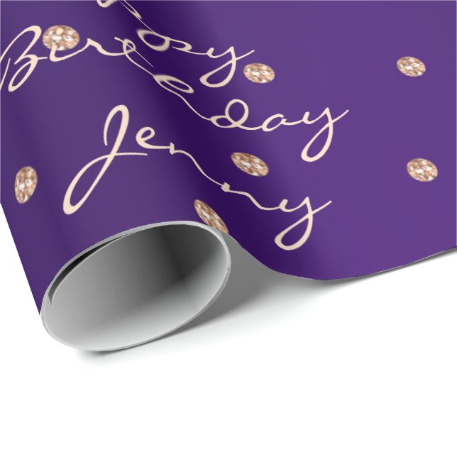 Custom Amethyst Purple Rose Gold Crystal Swarovski Wrapping Paper (Roll Corner)
