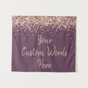 Custom Amethyst & Rose Gold Birthday Party Photo Tapestry