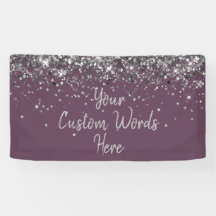 Custom Amethyst & Silver Customised Birthday Party Banner