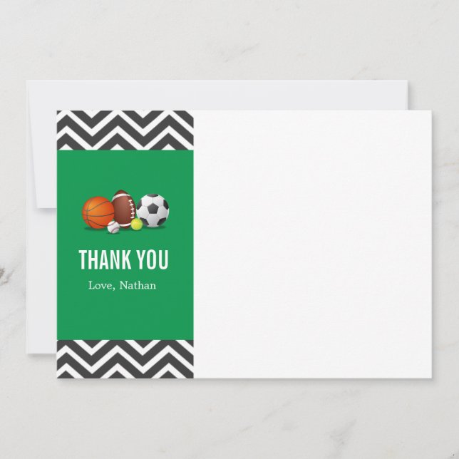 Custom an all-star sport birthday thank you card (Front)