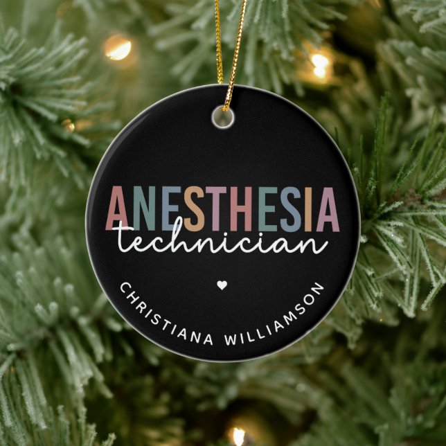 Custom Anaesthesia Technician Retro Anaesthetic Te Ceramic Ornament (Tree)