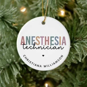 Custom Anaesthesia Technician Retro Anaesthetic Te Ceramic Ornament