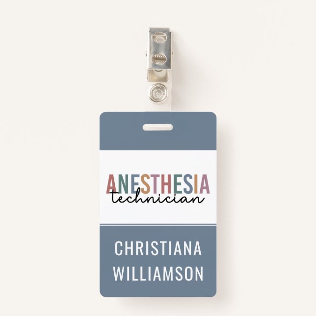 Custom Anaesthesia Technician Retro Anaesthetic Te ID Badge (Front with Clip)
