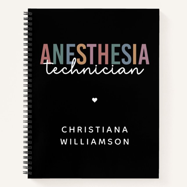 Custom Anaesthesia Technician Retro Anaesthetic Te Notebook (Front)