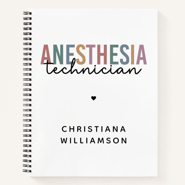 Custom Anaesthesia Technician Retro Anaesthetic Te Notebook (Front)