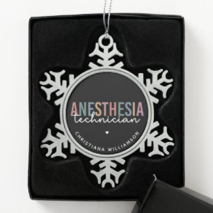 Custom Anaesthesia Technician Retro Anaesthetic Te Snowflake Pewter Christmas Ornament