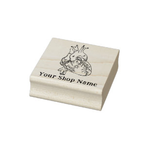 Custom Anatomical Heart Small Business Rubber  Stamp