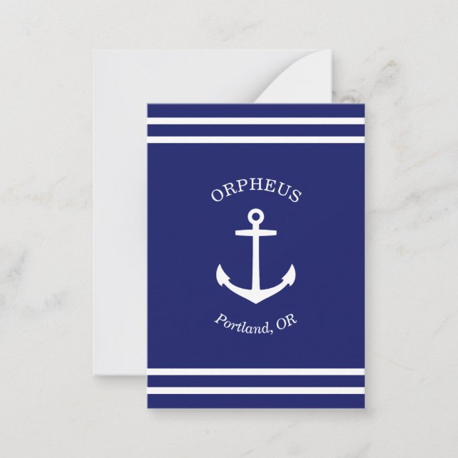 Custom Anchor Emblem Nautical (blue) Card (Front)