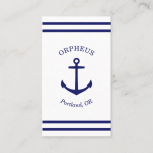 Custom Anchor Emblem Nautical (white & blue) Business Card
