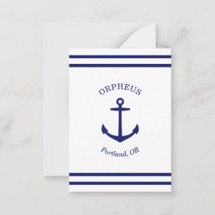 Custom Anchor Emblem Nautical (white & blue) Card