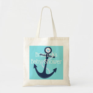 Custom Anchor Nautical Teal Navy Baby Shower Gift Tote Bag