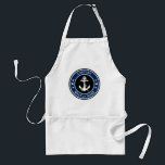 Custom Anchor & Rope Captain Boat or Name Navy Standard Apron<br><div class="desc">A Custom Naval Anchor and Rope Design with Personalised Captain or other Title and Your Boat Name or other custom text in Navy Blue on an Adult BBQ Chef Apron. Makes a great gift and conversation piece for any occasion.</div>