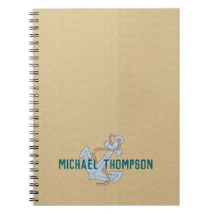 Custom anchor rustic wood minimalist Brown Notebook