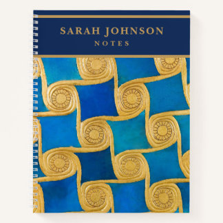 Custom Ancient Egyptian Monogram Blue Gold Notebook