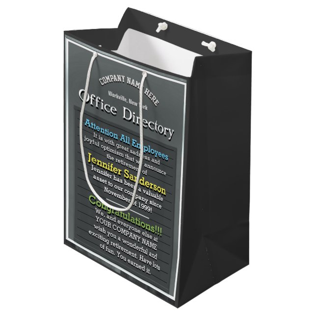 Custom and Cute Retirement Sign Medium Gift Bag (Front Angled)