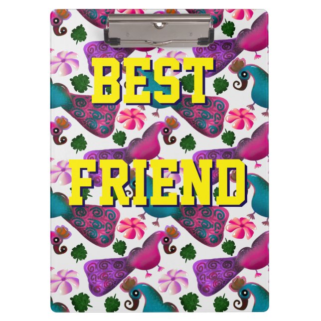 Custom and personalised bird pattern  clipboard (Front)