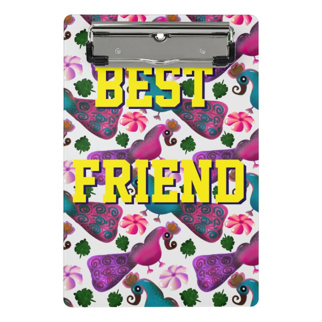 Custom and personalised bird pattern  mini clipboard (Front)