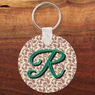 Custom and personalised botanical pattern key ring