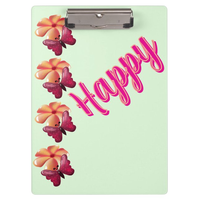Custom and personalised Butterfly and Flower  Clipboard (Front)