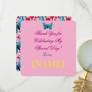 Custom and personalised butterfly floral pattern thank you card