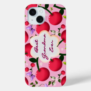 Custom and personalised cherry butterfly gift iPhone 15 case