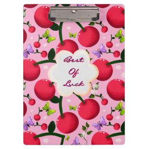 Custom and personalised cherry butterfly gift clipboard