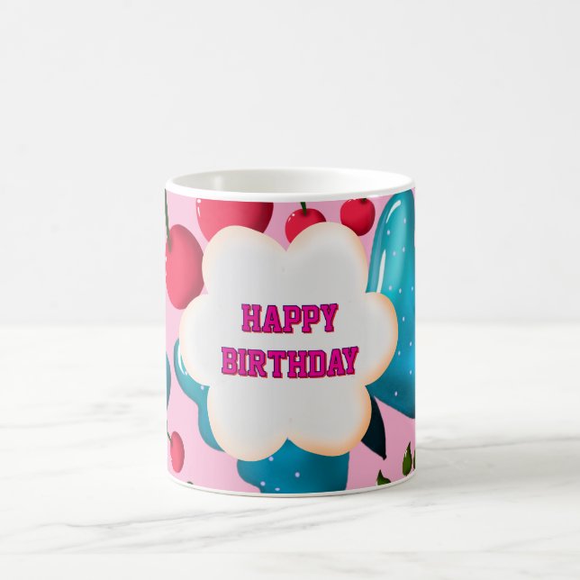 Custom and personalised cherry butterfly gift   coffee mug (Center)