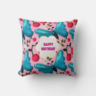 Custom and personalised cherry butterfly gift cushion