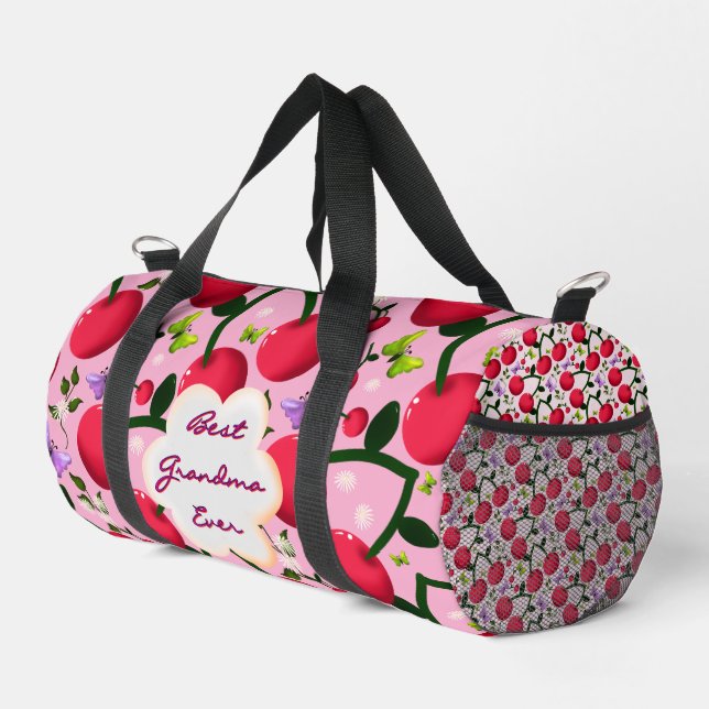 Custom and personalised cherry butterfly gift  duffle bag (Right Corner)