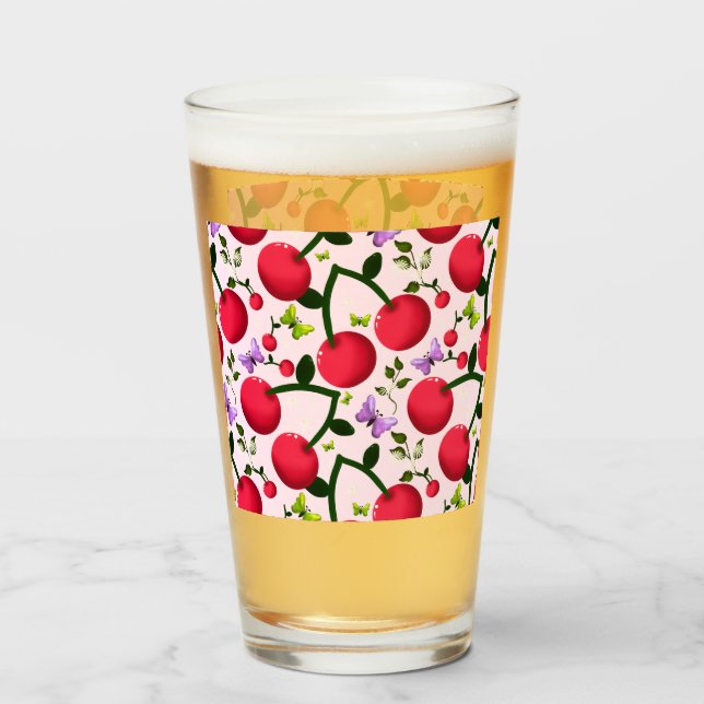 Custom and personalised cherry butterfly gift  glass (Back Filled)