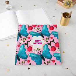 Custom and personalised cherry butterfly gift guest book