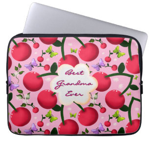 Custom and personalised cherry butterfly gift laptop sleeve