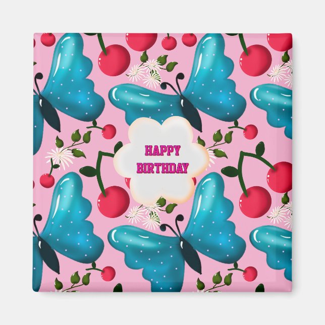 Custom and personalised cherry butterfly gift   magnet (Front)