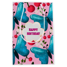 Custom and personalised cherry butterfly gift medium gift bag