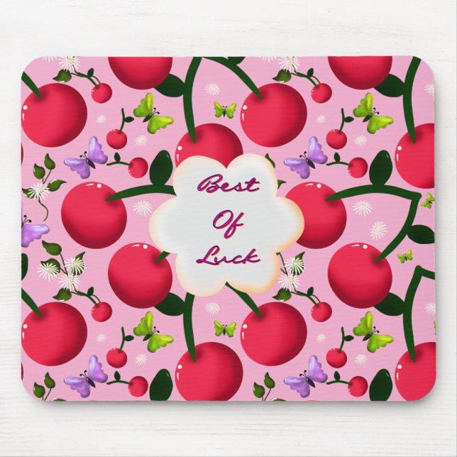 Custom and personalised cherry butterfly gift  mouse pad (Front)