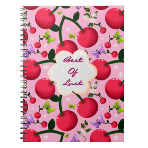 Custom and personalised cherry butterfly gift notebook