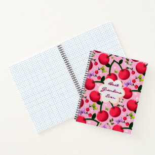 Custom and personalised cherry butterfly gift  notebook