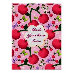 Custom and personalised cherry butterfly gift poster