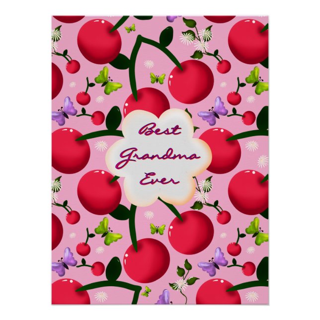 Custom and personalised cherry butterfly gift  poster (Front)