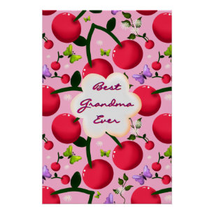 Custom and personalised cherry butterfly gift poster