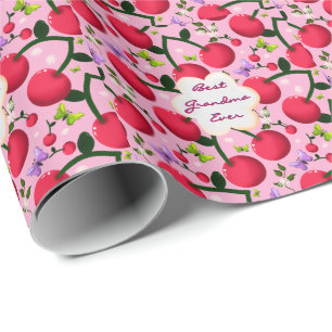 Custom and personalised cherry butterfly gift  wrapping paper