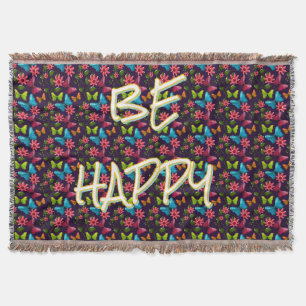 Custom and personalised Colourful Butterfly Throw Blanket