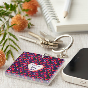 Custom and personalised Cute Cherry Butterfly Key Ring